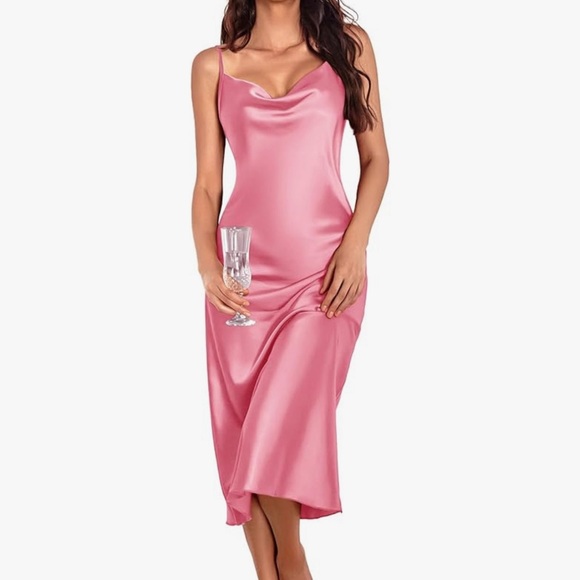 Bright Pink Satin Slip Dress size S - Picture 1 of 7